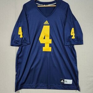 Adidas Michigan Wolverines #4 Football Jersey NCAA Blue Yellow 2XL Mens U of M
